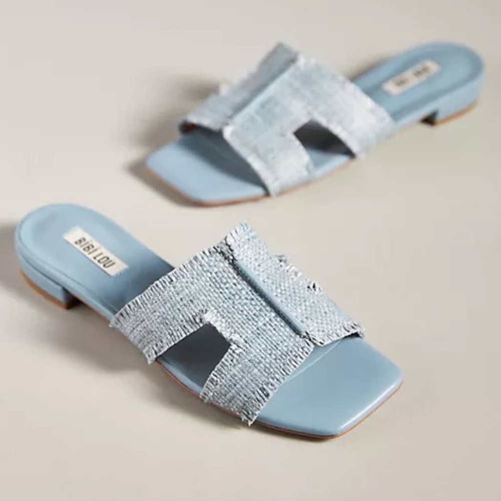 Bibi Lou Raffia Slide Sandal NEW!